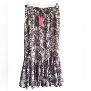 Rose+Olive Paisley Print Skirt - Purple and White